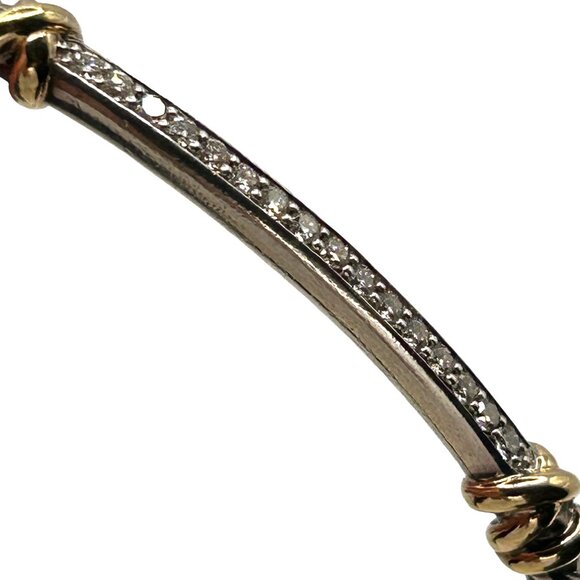 David Yurman Petite Helena Cable Station Bracelet 925 Silver/18k with Diamonds - Picture 6 of 9